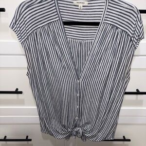 Max Studio Black and White Striped Blouse